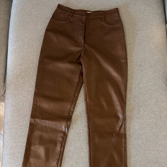 Oak + Fort Faux Leather Pants – Size 2 (Brown) - Picture 1 of 7
